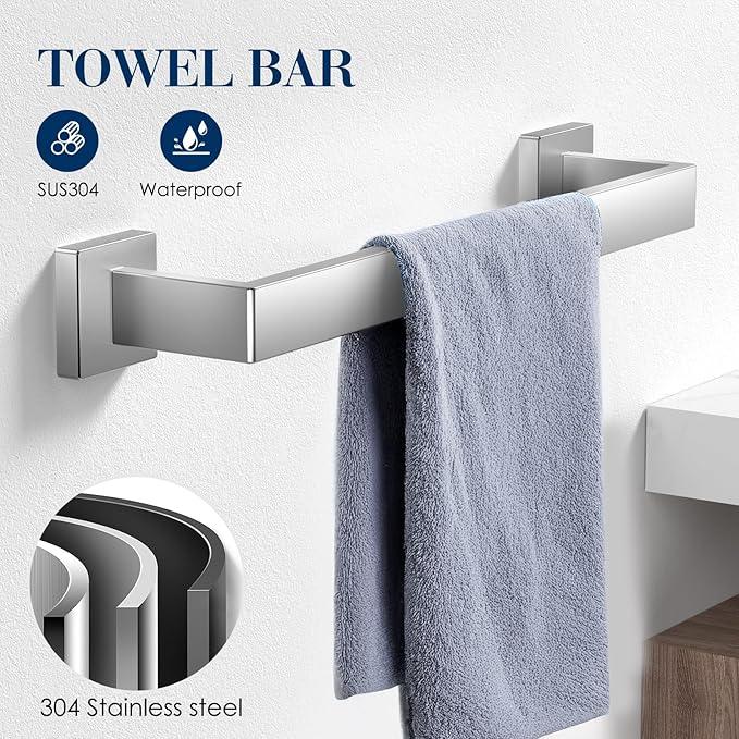 7-Pieces Brushed Nickel Bathroom Accessory Set, Bathroom Accessories, Towel Racks for Bathrooml, Stainless Steel, SUS304 Stainless Steel Wall Mounted, Bath Towel Bar Set - ModernBath