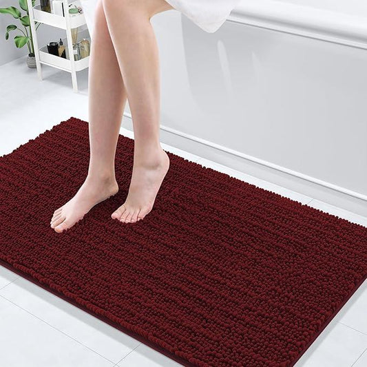 Arotive Luxury Chenille Bathroom Rug Mat, Extra Soft Thick Absorbent Shaggy Bath Rugs, Non-Slip Machine Wash Dry, Plush Bath Mats for Bathroom, Shower and Tub, 54x24, Burgundy - ModernBath