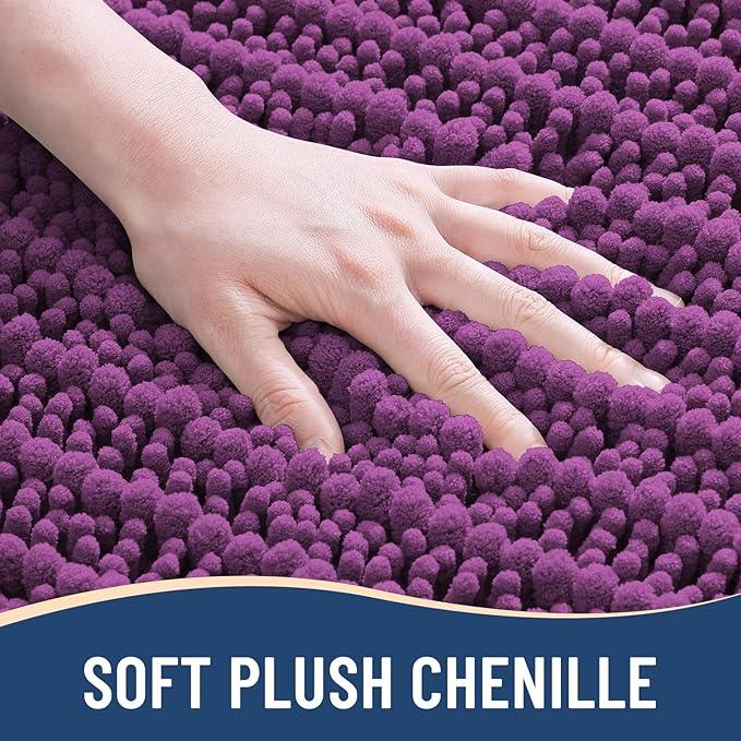 Arotive Luxury Chenille Bathroom Rug Mat, Extra Soft Thick Absorbent Shaggy Bath Rugs, Non-Slip Machine Wash Dry, Plush Bath Mats for Bathroom, Shower and Tub, 30x20, Purple - ModernBath