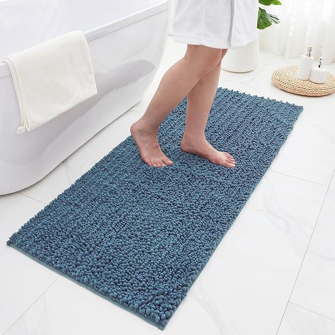 ILANGO Bathroom Rugs Light Blue 44x24,Extra Soft Absorbent Chenille Bath Rugs,Thick Non-Slip Shaggy Bath Mat,Machine Washable Quick Dry Bath Mats for Bathroom Floor, Tub, Shower Accessories - ModernBath