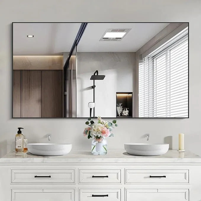 COFENY Black Bathroom Mirror for Wall, 30x50 Inch Rectangle Mirrors with Metal Frame, Modern Vanity Wall Mirror Decor for Bathroom Living Room, Entryway Hangs Horizontal or Vertical - ModernBath