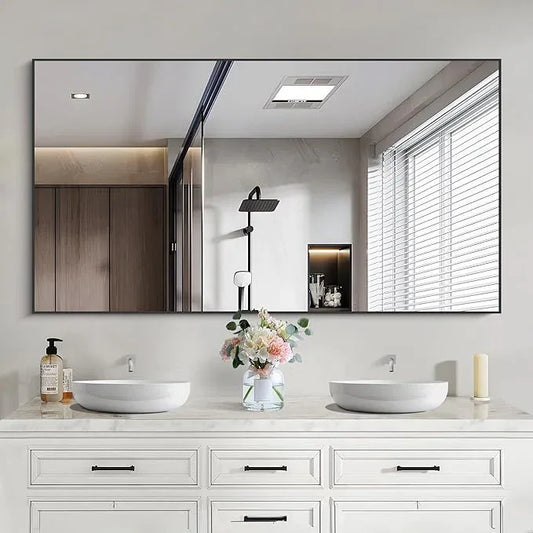 COFENY Black Bathroom Mirror for Wall, 30x50 Inch Rectangle Mirrors with Metal Frame, Modern Vanity Wall Mirror Decor for Bathroom Living Room, Entryway Hangs Horizontal or Vertical - ModernBath