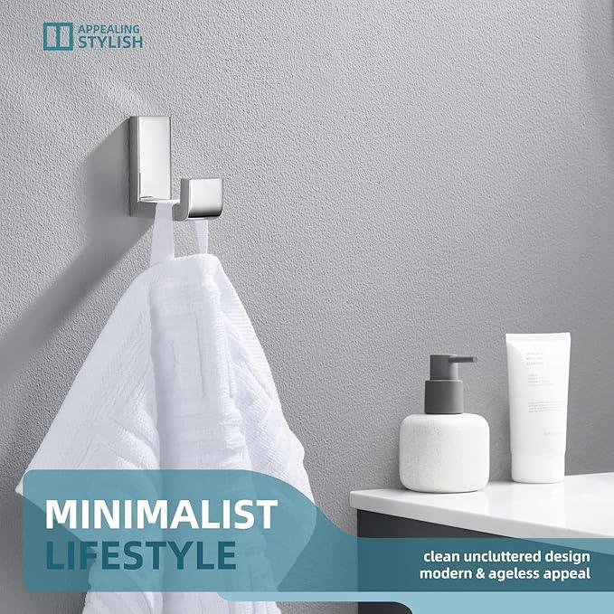 Angle Simple Towel Robe Hook Polished Chrome, 304 Stainless Steel Bathroom Hook for Wall - ModernBath