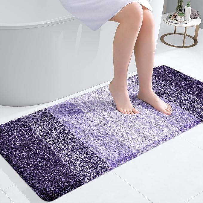 OLANLY Bathroom Runner Rugs 47x20, Extra Soft Absorbent Microfiber Bath Rugs, Rubber Backing, Quick Dry, Machine Washable Bath Mats for Bathroom Floor, Tub and Shower, Home Decor Accessories, Violet - ModernBath