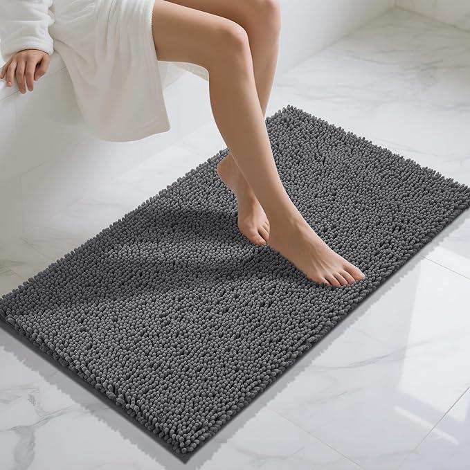 Yimobra Long Bathroom Rugs 44"x24", Extra Soft Non Slip Bath Mat for Tub, Super Absorbent Quick Dry Shaggy Rug Floor Carpet, Machine Washable,Dark Gray - ModernBath