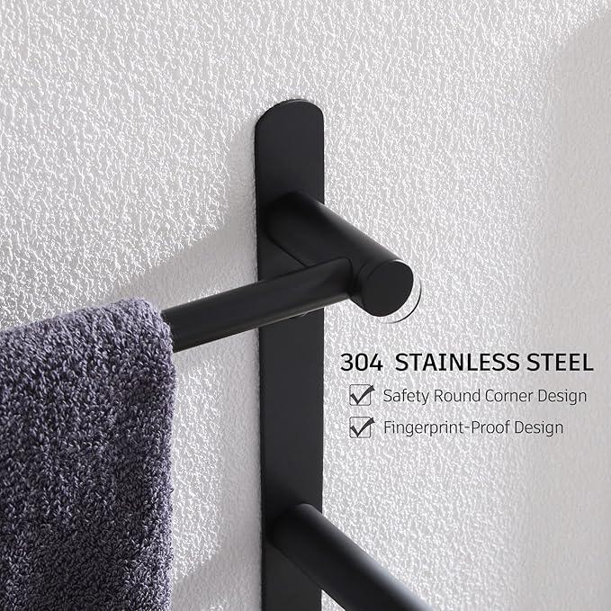 KOKOSIRI Bath Towel Bars Matte Black Bathroom 3-Tiers Ladder Towel Rails Wall Mounted Towels Shelves Rack Stainless Steel, B5002BK-L24 - ModernBath