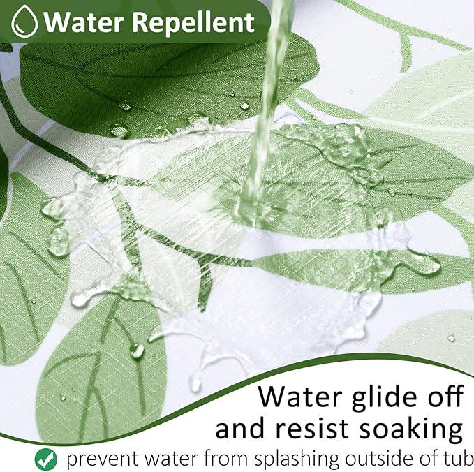 BOODII Green Leaves Spring Shower Curtain for Bathroom Watercolor Fren Eucalyptus Ivy Shower Curtain Set Vine Botanical Garden Jade Green Natural Bath Curtains Bathroom Decor 72x72 - ModernBath