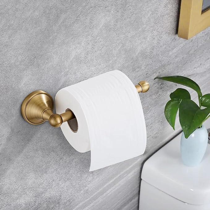 Antique Brass Toilet Paper Holder Towel Ring, Brass Towel Holder Toilet Paper Roll Holder, Rustic Vintage Oval Towel Rack Bathroom Accessories Set Hardware 2 Pieces Farmhouse Wall Mounted - ModernBath