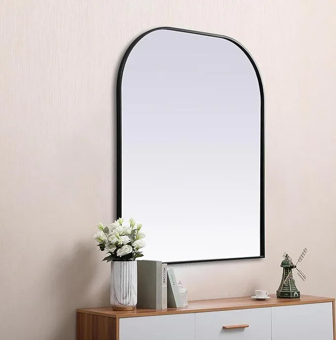 Illuminate, Metal Frame Arch Mirror 36X42 Inch in, Modern, Black - ModernBath