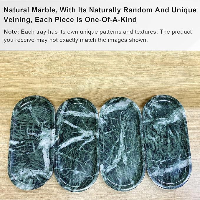 SWRONP Marble Tray for Kitchen Counter,Stone Tray for Bathroom Countertop,Dresser Vanity Decor Tray,Storage Trays for Perfumes,Candles,Jewelry (Dark Green) - ModernBath