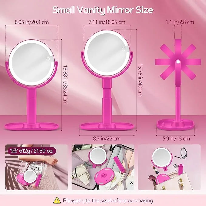 B Beauty Planet Makeup Mirror with Lights, Lighted Magnifying Mirror 30X with 3 Lighting and Adjustable Brightness, 2-Sided Height Adjustable Vanity Mirror for Bathroom, Gifts for Women Hot Pink - ModernBath
