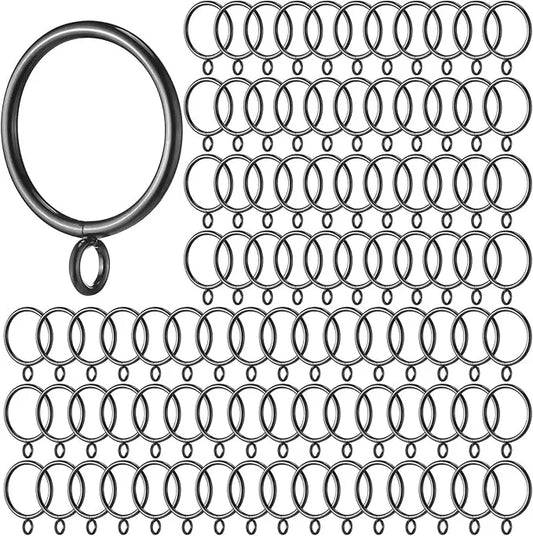 Maitys 100 Pcs Metal Curtain Rings with Eyelet 1.5-inch Inner Diameter Eyelet Curtain Rings for Drapery Clips Hooks for Sliding Window Bathroom Door Shower Rod (Black) - ModernBath