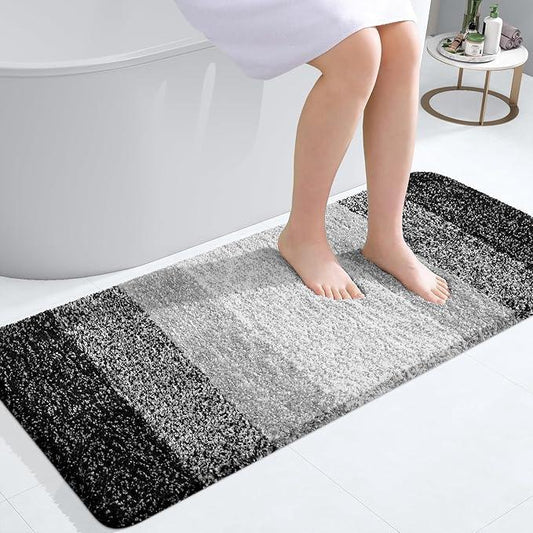OLANLY Bathroom Runner Rugs 47x20, Extra Soft Absorbent Microfiber Bath Rugs, Rubber Backing, Quick Dry, Machine Washable Bath Mats for Bathroom Floor, Tub and Shower, Home Decor Accessories, Black - ModernBath