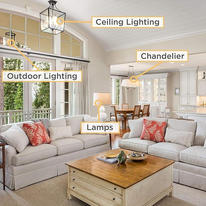 Leools E12 LED Bulb Dimmable 6W Equal 60 watt Light Bulb Soft White 3000K T6 T25 E12 Candelabra Bulb 60w for Chandeliers,Ceiling Fan e12 Light Bulb,Pack of 12. - ModernBath