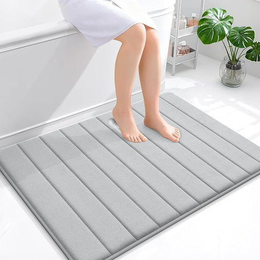 OLANLY Memory Foam Bath Mat 40x32, Super Soft Absorbent Bathroom Rugs, Quick Dry, Machine Washable Shower Floor Rugs, Bathmat Carpet, Bathroom Home Decor Accessories, Light Gray - ModernBath