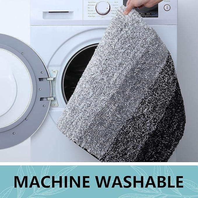 Arotive Microfiber Bathroom Rugs, Shaggy Soft and Absorbent Bath Rug, Non-Slip, Thick Plush Machine Washable Dry Bath Mats for Bathroom, Tub and Shower, 59x20, Black, Rectangular - ModernBath