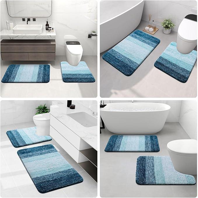 Arotive Microfiber Bathroom Rugs, Shaggy Soft and Absorbent Bath Rug, Non-Slip, Thick Plush Machine Washable Dry Bath Mats for Bathroom, Tub and Shower, 30x17, Peacock Blue, Rectangular - ModernBath