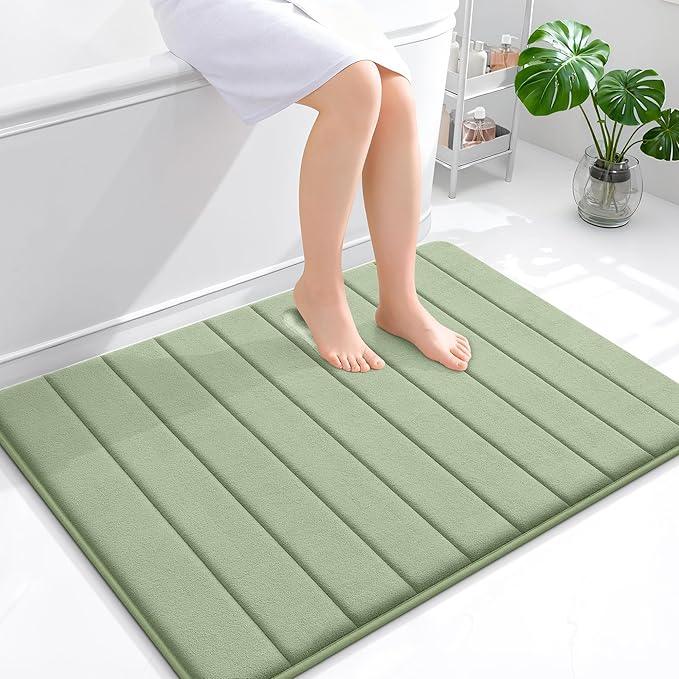 OLANLY Memory Foam Bath Mat 40x32, Super Soft Absorbent Bathroom Rugs, Quick Dry, Machine Washable Shower Floor Rugs, Bathmat Carpet, Bathroom Home Decor Accessories, Sage Green - ModernBath