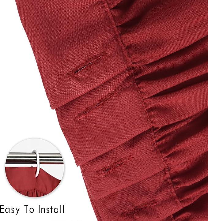 Homechoice Decor Burgundy Ruffle Shower Curtain, Vintage Handcrafted Bow Tie Bath Curtain for Master Bathroom, Ruched Microfiber Bathroom Curtain with 12 Buttonholes, 72" W x 72" H (LQ-10) - ModernBath