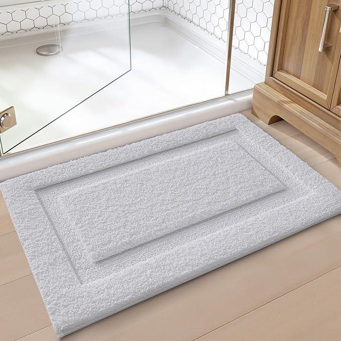 LUMI Ultra Soft Bathroom Rugs Non Slip with Rubber Backing, Absorbent Washable Bath Mat Quick Dry, Upgraded Premium Microfiber Plush Carpet for Bathtub and Shower Floor, White, 20x32 - ModernBath