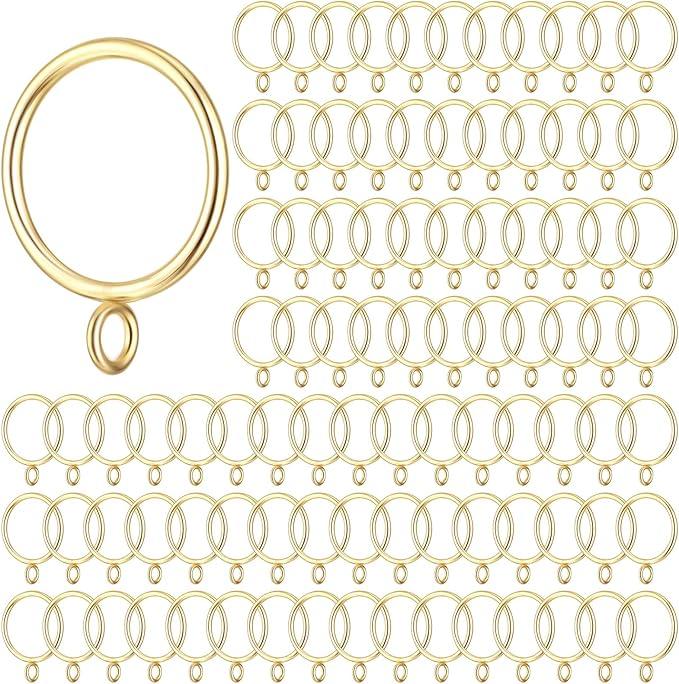 Maitys 100 Pcs Metal Curtain Rings with Eyelet 1.5-inch Inner Diameter Eyelet Curtain Rings for Drapery Clips Hooks for Sliding Window Bathroom Door Shower Rod (Gold) - ModernBath