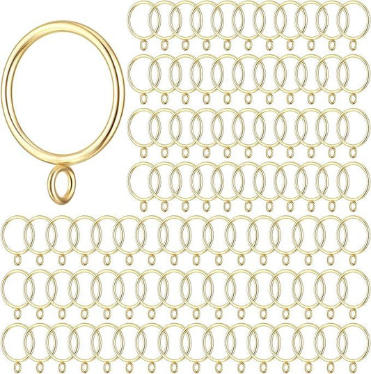 Maitys 100 Pcs Metal Curtain Rings with Eyelet 1.5-inch Inner Diameter Eyelet Curtain Rings for Drapery Clips Hooks for Sliding Window Bathroom Door Shower Rod (Gold) - ModernBath