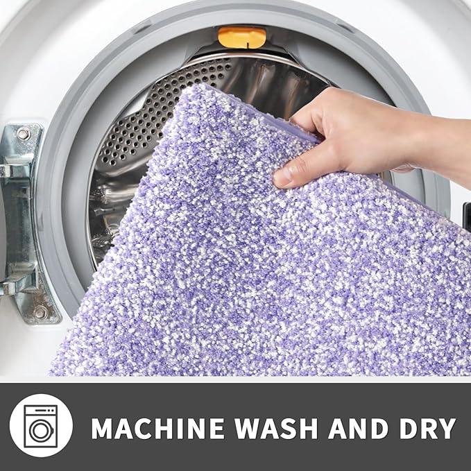 Yimobra Bathroom Rugs Non Slip Washable,Soft Absorbent Microfiber Bath Mat, Dual-Tone Decor Rug with Rubber Backing for Bathroom Floor,Tub and Shower,32x20, Home Essentials,Purple and White - ModernBath