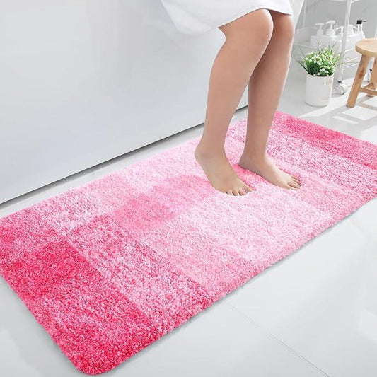 OLANLY Bathroom Runner Rugs 47x24, Extra Soft Absorbent Microfiber Bath Rugs, Rubber Backing, Quick Dry, Machine Washable Bath Mats for Bathroom Floor, Tub and Shower, Home Decor Accessories, Pink - ModernBath