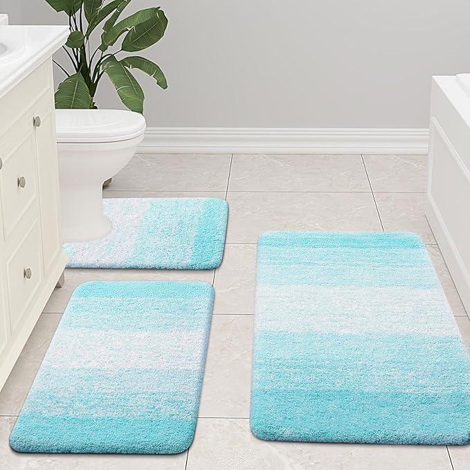 Arotive Microfiber Bathroom Rugs, Shaggy Soft and Absorbent Bath Rug, Non-Slip, Thick Plush Machine Washable Dry Bath Mats for Bathroom, Tub and Shower, 24x16, Sky Blue, Rectangular - ModernBath