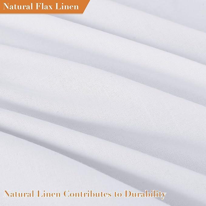 Nanspring White Boho Linen Shower Curtain 72 Inch Long Solid White Weighted Tassel Fabric Bath Curtain Set with Hooks Neutral Rustic Farmhouse Aesthetic Faux Linen Shower Curtain for Bathroom 72x72 - ModernBath