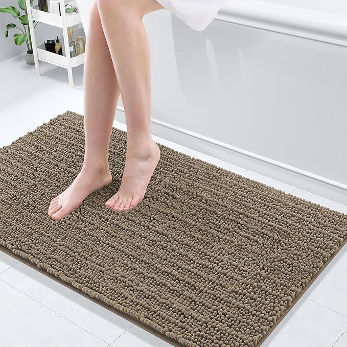 Arotive Luxury Chenille Bathroom Rug Mat, Extra Soft Thick Absorbent Shaggy Bath Rugs, Non-Slip Machine Wash Dry, Plush Bath Mats for Bathroom, Shower and Tub, 47x24, Camel - ModernBath