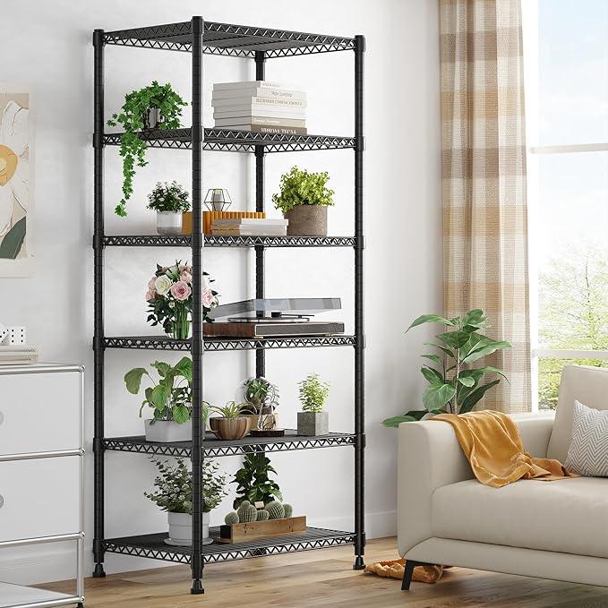 REIBII 72’’H Wire Shelving, 6 Tier Metal Shelving Units and Storage Shelves, Adjustable Garage Shelving for Storage Heavy Duty Shelving for Pantry Shelf Kitchen Garage, 24’’W X18’’D X72’’H - ModernBath