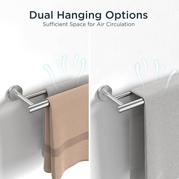 FORIOUS Double Towel Bar, 24 Inch Double Towel Racks for Bathroom, Heavy Duty SUS304 Stainless Steel Towel Bar Brushed Nickel, Includes Wall Mounting Hardware, Brushed Nickel - ModernBath