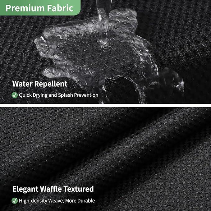 eachope Black No Hook Shower Curtain with Snap-in Fabric Liner Set,Waffle Weave Shower Curtains for Bathroom,Hotel Luxury Decor Bathroom Curtain Set,Waterproof & Washable,71Wx74H - ModernBath