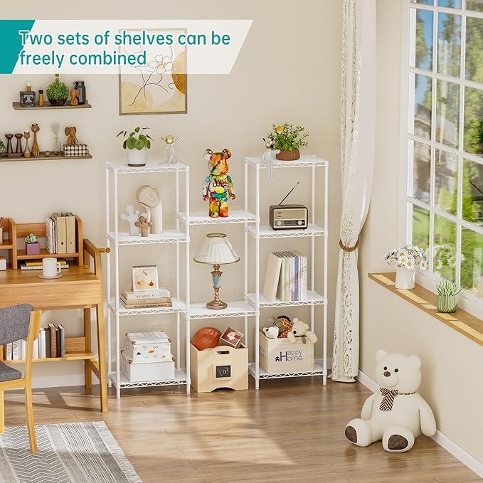 SINGAYE 5 Shelves Storage Shelf Wire Closet Bathroom Organizers Metal Pantry Kitchen Small Garage Shelving Unit Laundry Room Organization Home Corner Rack Estantes para Cocina White 10" Dx16 Wx55”H - ModernBath