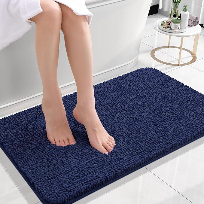OLANLY Bathroom Rugs 24x16, Extra Soft Absorbent Chenille Bath Rugs, Rubber Backing Quick Dry, Machine Washable Bath Mats for Bathroom Floor, Tub and Shower, Home Decor Accessories, Twilight Sapphire - ModernBath