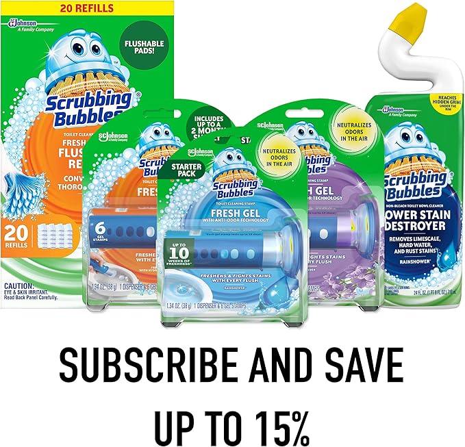 Scrubbing Bubbles Flushable Toilet Bowl Wand Cleaner Refills, Fresh Brush Cleaner Toilet Refill Pads, Removes Limescale & Odors, Citrus Scent, 20 Count (Pack of 1) - ModernBath