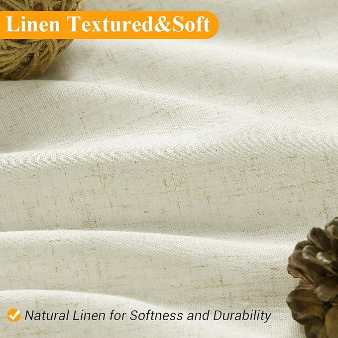 Naturoom Ivory Linen Shower Curtain, Cloth Textured Fabric Shower Curtain Set with Hooks, Simple Elegant Modern Farmhouse Country Ultra Thick Bath Curtains for Bathroom,Water Repellent,36x72 - ModernBath
