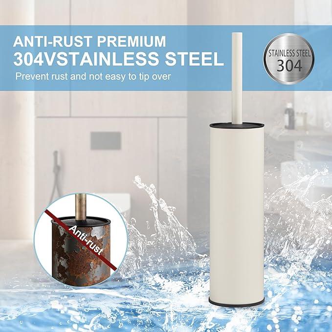 BGL White Toilet Brush and Holder,Stainless Steel Toilet Brushes for Bathroom with Holder - ModernBath