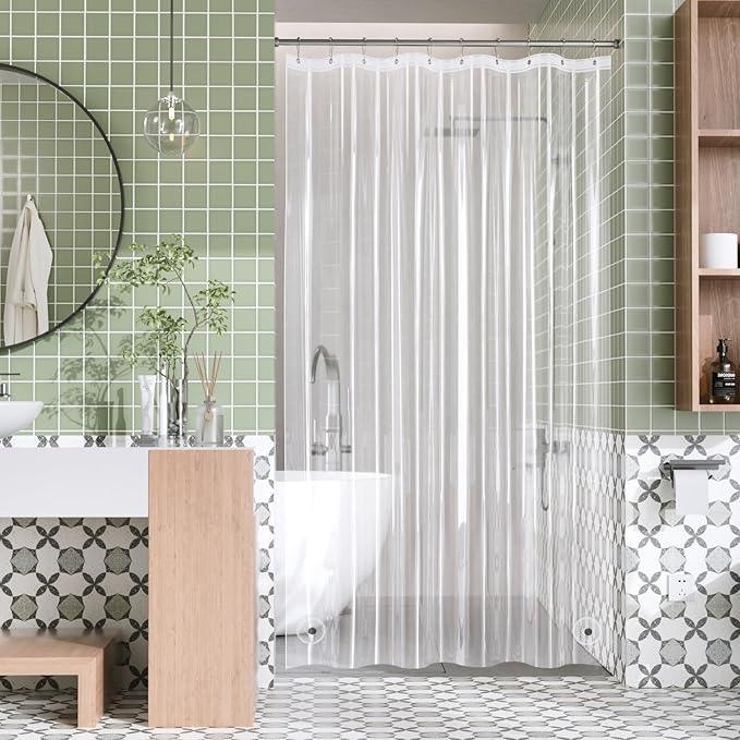 AmazerBath Shower Curtain Liner Small, 60x72 Clear Camper Shower Curtain, Waterproof Plastic Shower Liner, Lightweight PEVA Shower Curtain for Bathroom with 3 Magnets and 10 Rustproof Metal Grommets - ModernBath