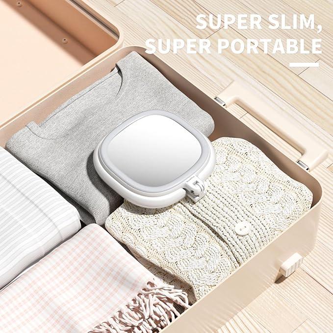 Beautifive 6.3” Makeup Mirror with Light and Magnification, 10X/1X Light Up Makeup Mirror Lighted Make Up Mirror with Adjustable Height Double Sides Folding Magnifying Mirror with Light - ModernBath