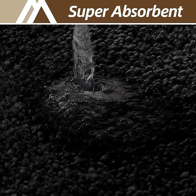COSY HOMEER Bathroom Rugs Mat 24”x36” Absorbent Non-Slip Bath Mat Plush Shaggy Machine Washable Bath Rugs Soft Polyester Bath Mats for Bathroom Floor,Tub and Shower,Black - ModernBath