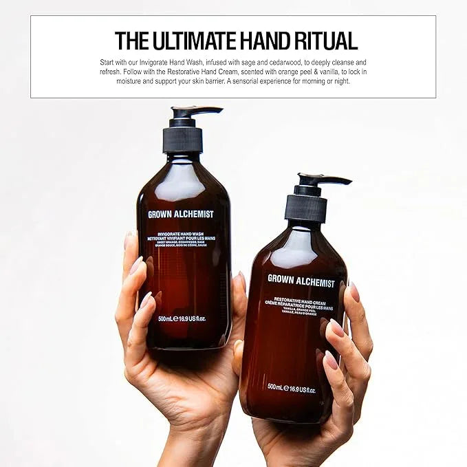 Grown Alchemist Invigorate Hand Wash Refill – Liquid Hand Soap with Aloe, Sweet Orange, Cedarwood & Sage – Gentle, Moisturizing Kitchen & Bathroom Soap, Natural Plant Based Gel Cleanser, 1L - ModernBath