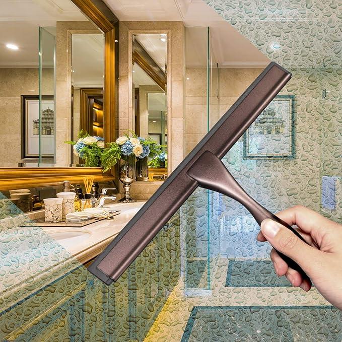 Hiware All-Purpose Shower Squeegee for Shower Doors, Bathroom, Window and Car Glass - Bronze, Stainless Steel, 12 Inches - ModernBath