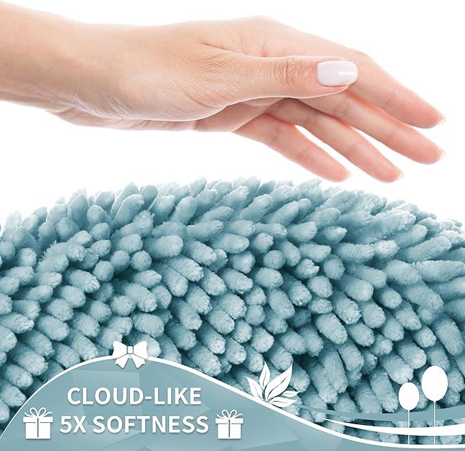 Yimobra Toilet Rugs U Shaped Washable, Extra Thick Soft Absorbent Chenille Contour Bathroom Rugs for Toilet 24x24 Inch, Quick Dry Non Slip Toilet Mat for Bath Floor, Greyish Blue - ModernBath