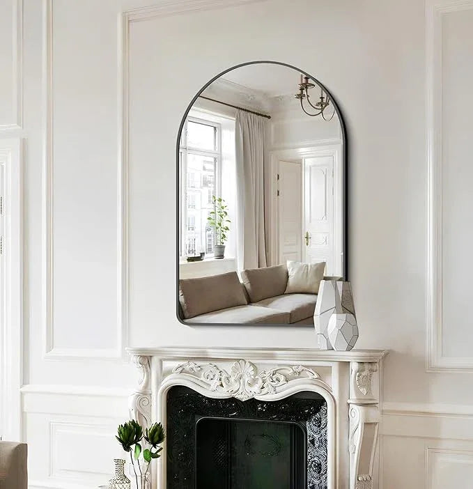 FORBATH Arched Bathroom Mirror 24x36 Inch,Bathroom Mirror Wall Mounted Modern Black Aluminum Alloy Frame Decor Dresser Mirror for Bedroom Living Room Entryway, Hanging or Leaning Against Wall - ModernBath