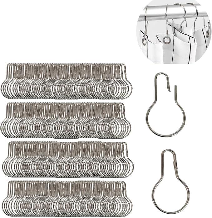 AHYCS Shower Curtain Hooks, Rust-Resistant Shower Hooks, Decorative Metal Shower Curtain Rings, Easy-to-Install Bathroom Curtain Hooks for Shower Curtain, Curtain Rods, Shower Curtain Liner (200 PCS) - ModernBath