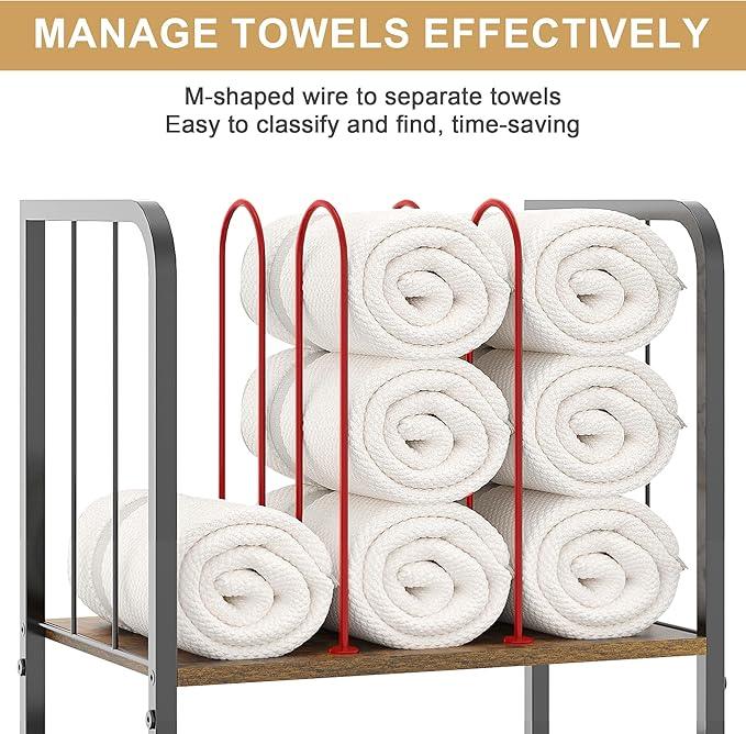 Towel Rack Free Standing 3-Tier M-Shaped Detachable Dividers, Durable Metal Towel Holder for Bathroom, Pool Towel Rack, Space-Saving Towel Storage Organizer, Modern Bath Towel Shelf Patent Pending - ModernBath