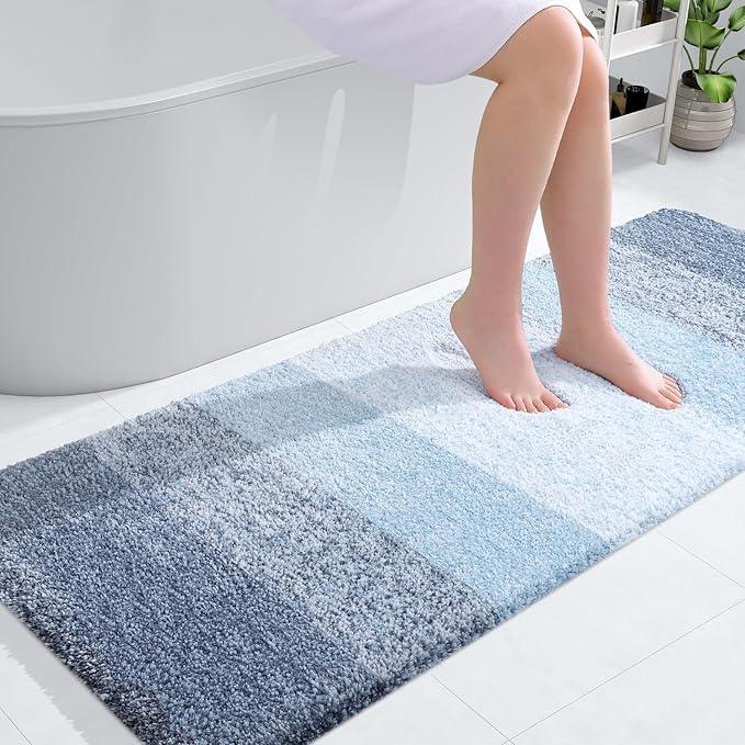 OLANLY Bathroom Rugs Mat 50x30, Extra Soft Absorbent Microfiber Bath Rugs, Rubber Backing, Quick Dry, Machine Washable Bath Mats for Bathroom Floor, Tub and Shower, Home Decor Accessories, Blue - ModernBath