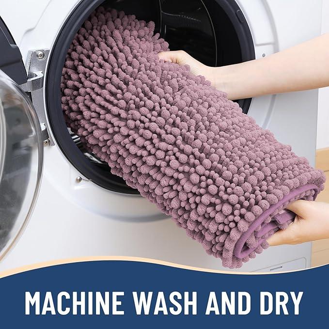 Arotive Luxury Chenille Bathroom Rug Mat, Extra Soft Thick Absorbent Shaggy Bath Rugs, Non-Slip Machine Wash Dry, Plush Bath Mats for Bathroom, Shower and Tub, 30x17, Deep Plum - ModernBath